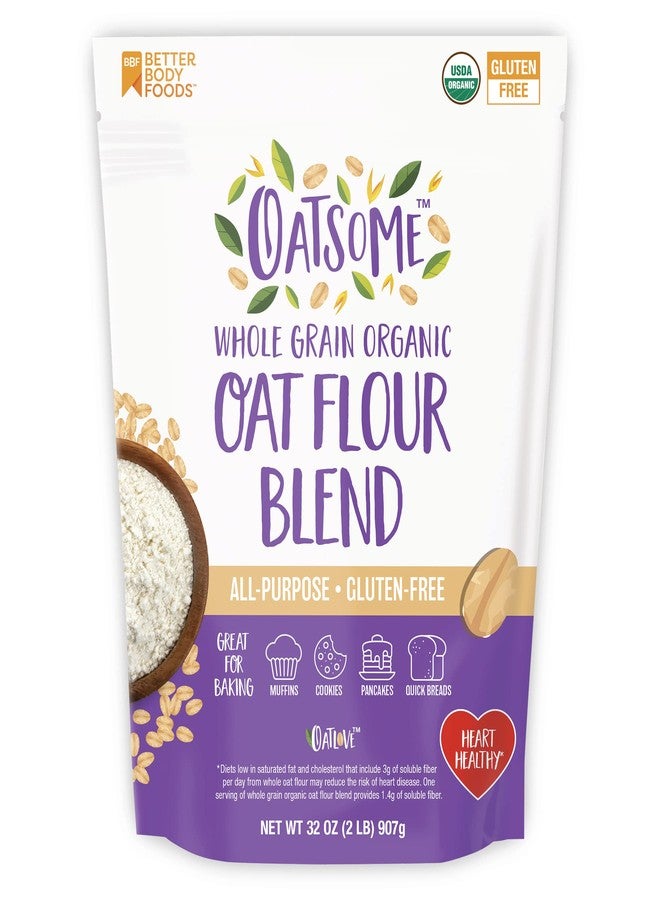 Oatsome مزيج دقيق الشوفان العضوي من أوتسوم، حبوب كاملة، خالٍ من الغلوتين، دقيق متعدد الاستخدامات للخبز، نباتي، 2 رطل، 32 أونصة - Image 1