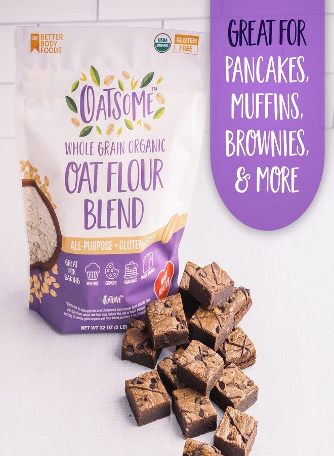 Oatsome مزيج دقيق الشوفان العضوي من أوتسوم، حبوب كاملة، خالٍ من الغلوتين، دقيق متعدد الاستخدامات للخبز، نباتي، 2 رطل، 32 أونصة - Image 2