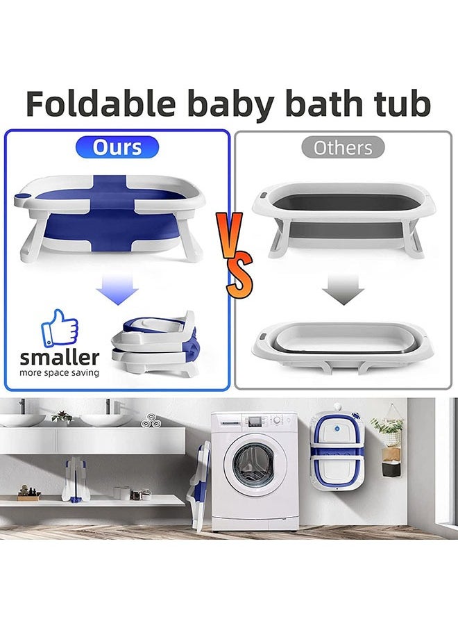 Arabest - Bath Tub Foldable Bathtub,Collapsible Bath Tub,Portable Safe Shower Basin for Newborn,Toddler,Infant (Blue) - Image 1