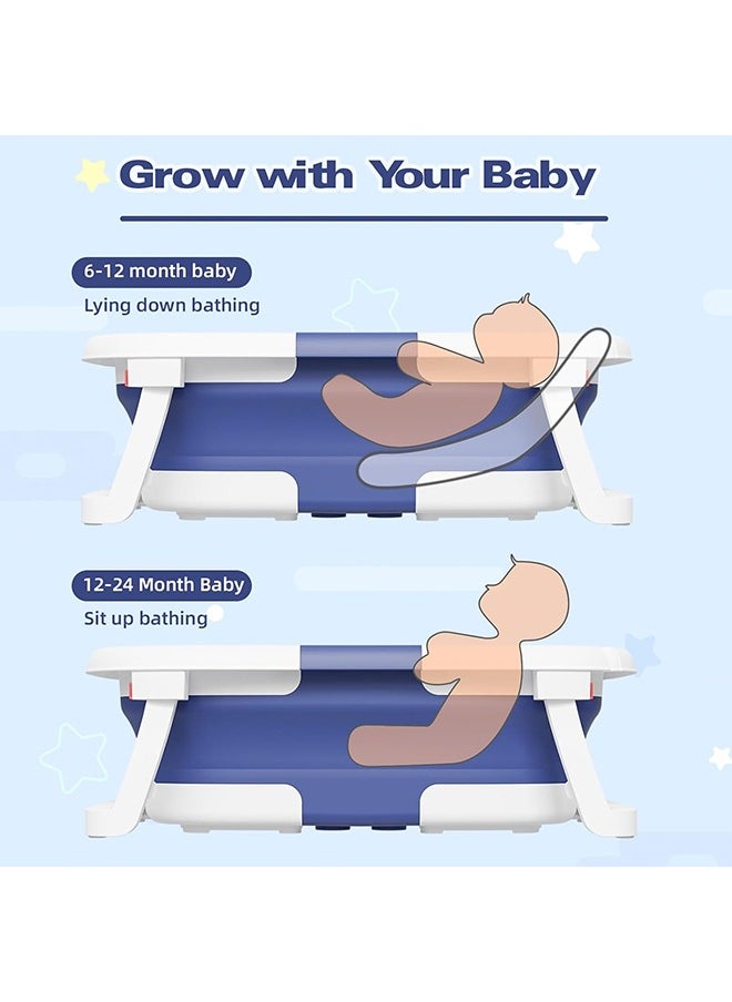 Arabest - Bath Tub Foldable Bathtub,Collapsible Bath Tub,Portable Safe Shower Basin for Newborn,Toddler,Infant (Blue) - Image 1