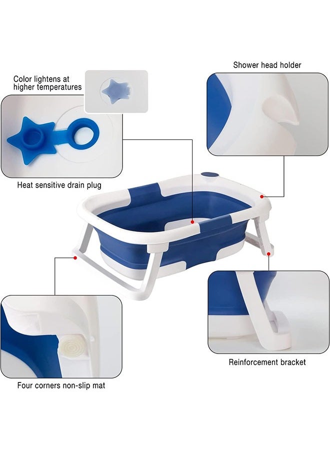 Arabest - Bath Tub Foldable Bathtub,Collapsible Bath Tub,Portable Safe Shower Basin for Newborn,Toddler,Infant (Blue) - Image 1