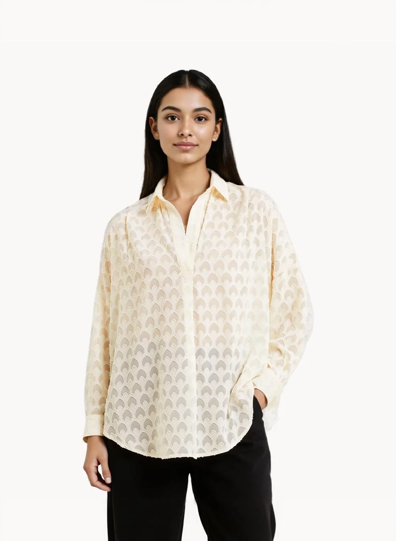 فرنش كونكشن Geo Burnout Popover Shirt