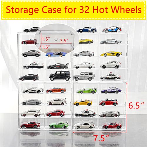 KASTUN Display Case for 32 Hot Wheels,Matchbox Cars,Display Case Wall Mount,Transparent Storage Case for 1/64 Diecast Cars,Wall Hanging,Stackable,Clear,Dustproof - Image 5