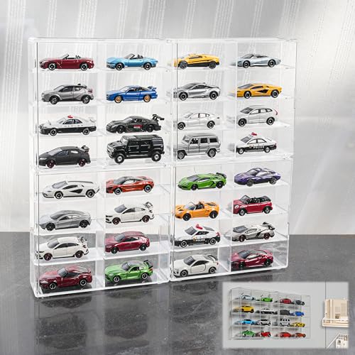 KASTUN Display Case for 32 Hot Wheels,Matchbox Cars,Display Case Wall Mount,Transparent Storage Case for 1/64 Diecast Cars,Wall Hanging,Stackable,Clear,Dustproof - Image 1