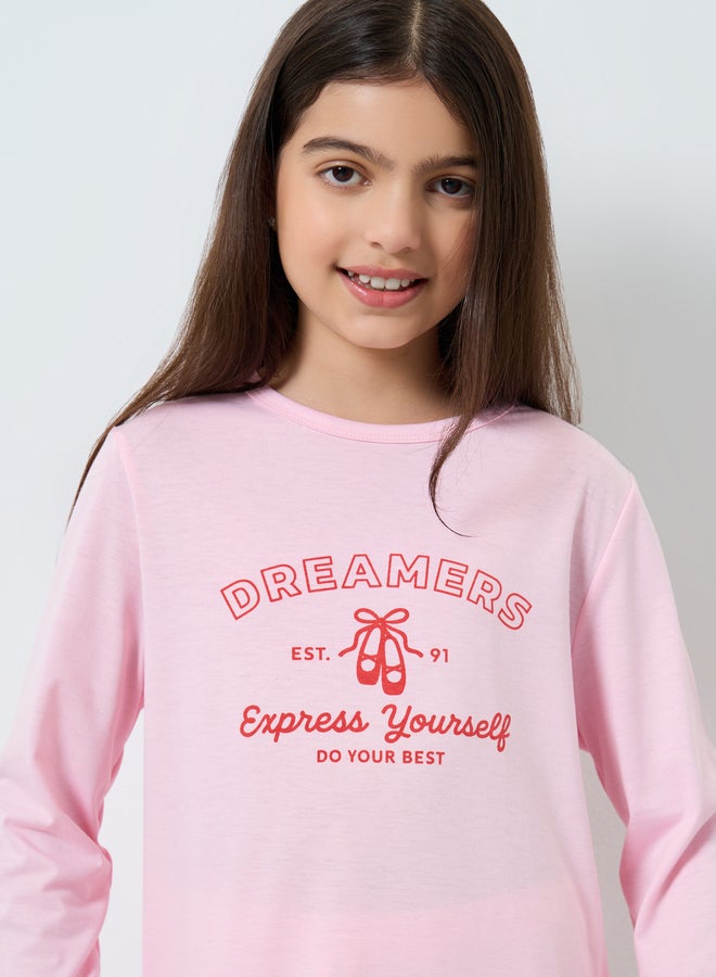 ستايلي طقم بيجاما من بلوزة بأكتاف منخفضة مع بنطال - Image 3