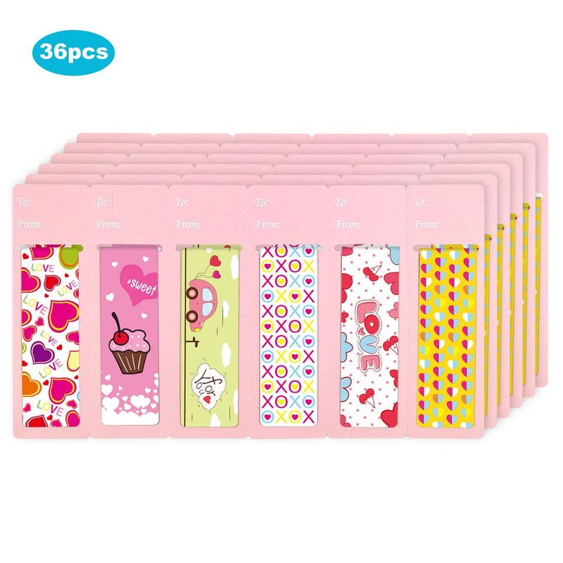 TUPARKA 36 PCS Magnetic Bookmarks Valentine's Day Bookmark Gift for School Prizes and Valentine's Party Favors for Kids - Image 2