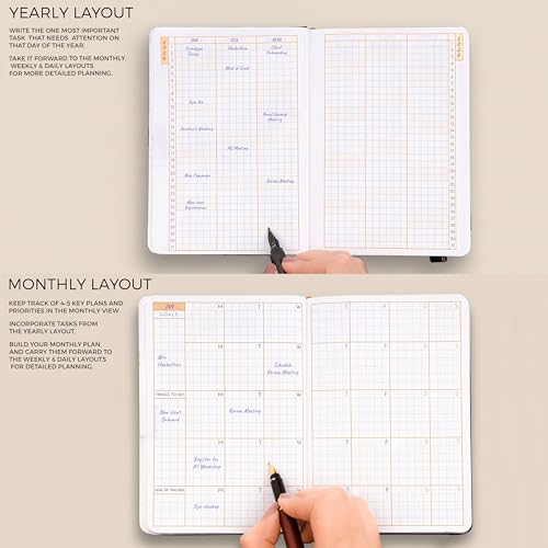 NEORAH - ACCOMPLISH A6 UNDATED Daily Planner 2026|512 PagesFull Year 365-Day Productivity Planner|24-Hour Time Blocking|12 Monthly•52 Weekly•12 Habit & Budget|Hardcover [Pen Loop Attachable] UMBER - Image 5