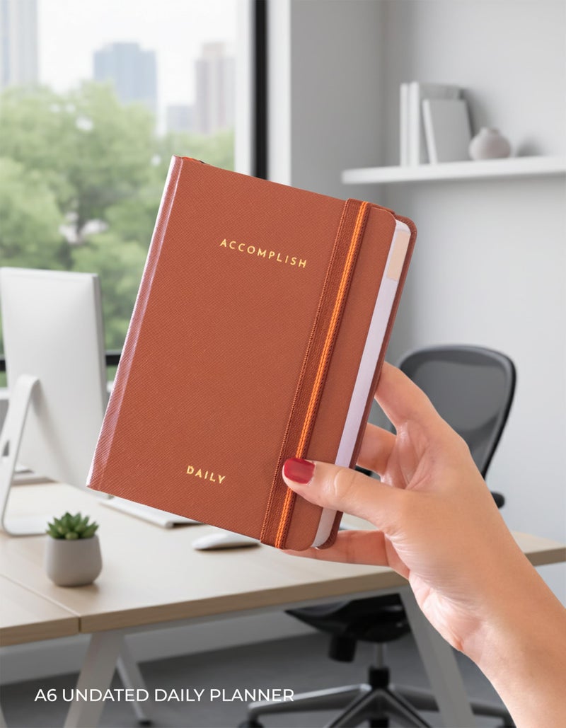NEORAH - ACCOMPLISH A6 UNDATED Daily Planner 2026|512 PagesFull Year 365-Day Productivity Planner|24-Hour Time Blocking|12 Monthly•52 Weekly•12 Habit & Budget|Hardcover [Pen Loop Attachable] UMBER - Image 2