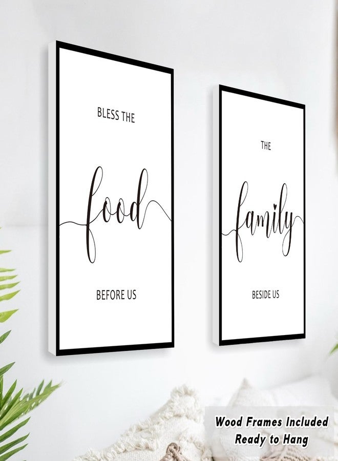 WALTSOM Framed Bless The Food Before Us Wall Decor, 36" x 16" Canvas Kitchen Wall Art for Dining Room Wall Decor(12x16 inches, Set of 3, Framed, Black) - Image 2