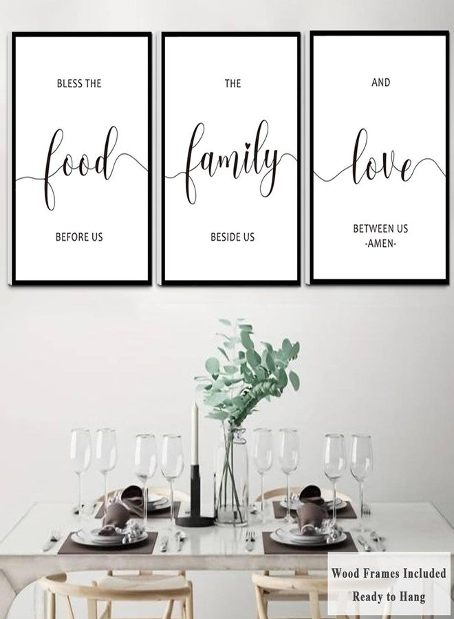 WALTSOM Framed Bless The Food Before Us Wall Decor, 36" x 16" Canvas Kitchen Wall Art for Dining Room Wall Decor(12x16 inches, Set of 3, Framed, Black) - Image 4