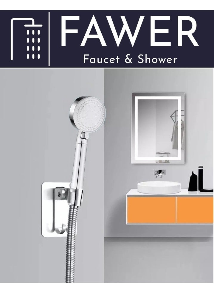 FAWER Faucet & Shower 5 Function Chrome Adhesive Articulated Shower Set Shower Head 