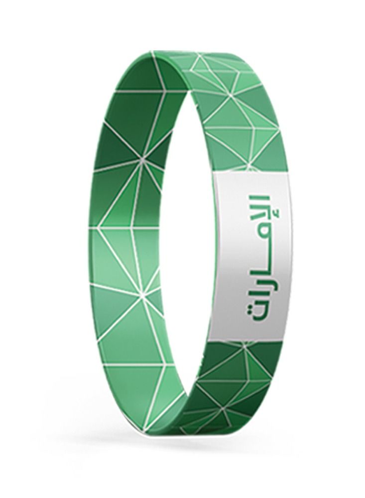 Bracelets Ethmar Bracelets 6 high quality elastic band bracelets Green Color Design for Teen Embroidered in the middle on both sides with UAE in Arabic and English  - Image 1