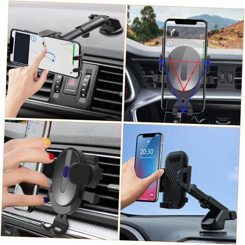 Dual Purpose Car Holder with Strong Suction Cup and Air Vent Mount Black Bracket Compatible with Smartphones Easy Installation Without Tools Non Design for Charging and Buttons - Image 3
