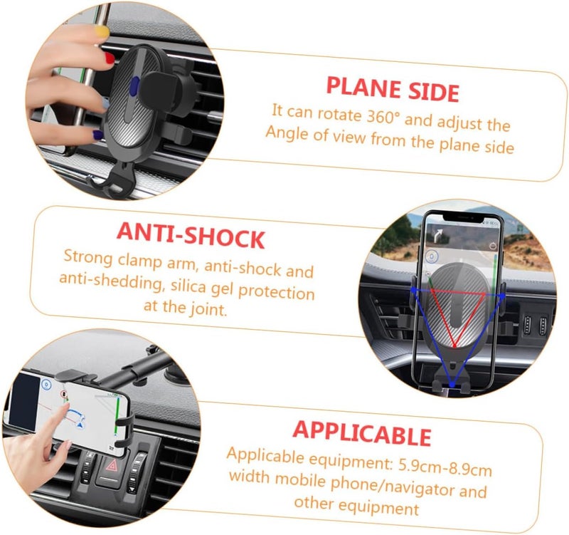 Dual Purpose Car Holder with Strong Suction Cup and Air Vent Mount Black Bracket Compatible with Smartphones Easy Installation Without Tools Non Design for Charging and Buttons - Image 2