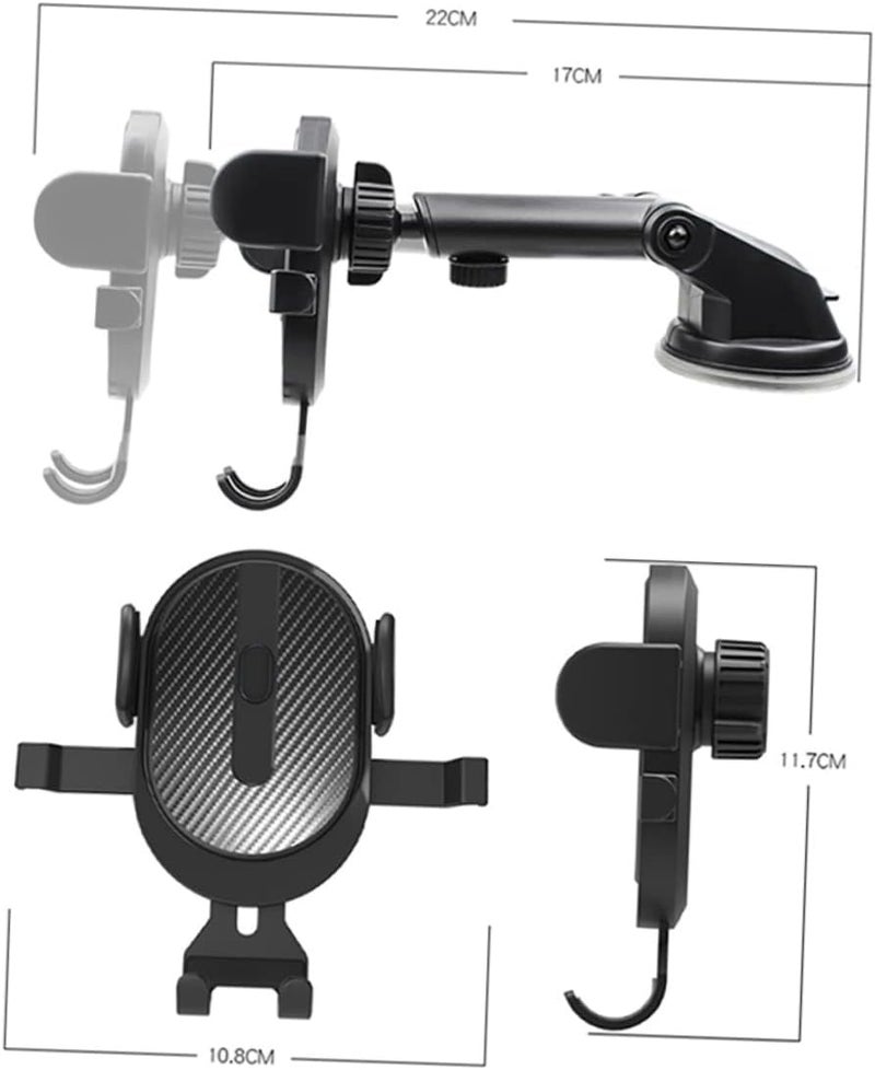 Dual Purpose Car Holder with Strong Suction Cup and Air Vent Mount Black Bracket Compatible with Smartphones Easy Installation Without Tools Non Design for Charging and Buttons - Image 4