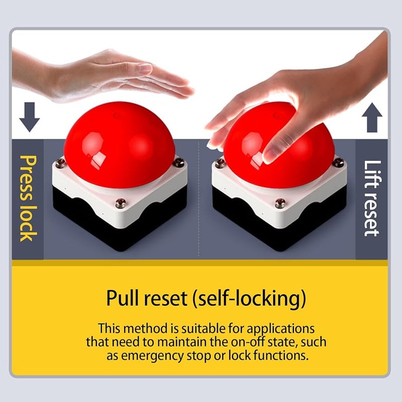 زر توقف طارئ مقاوم للماء باللون الأسود مع وظيفة القفل وإعادة الضبط - Image 5