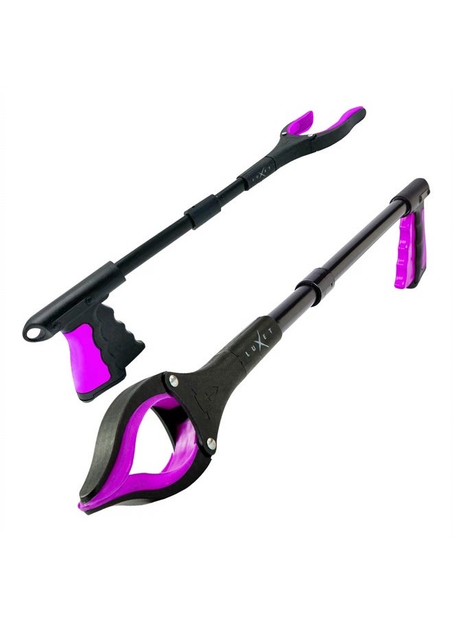 Luxet - Grabber Reacher Tool 19 Inch Long, Foldable Pick Up Stick - Strong Grip Magnetic Tip - Heavy Duty Trash Picker Claw Reacher Grabber Tool Elderly Wheelchair Mobility Aid (Pink) - Image 1