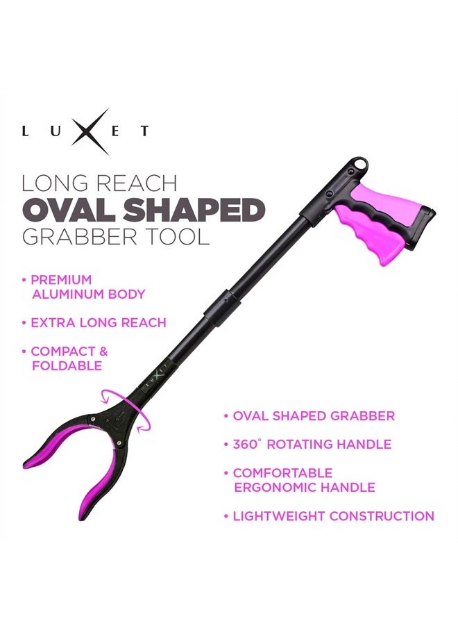 Luxet - Grabber Reacher Tool 19 Inch Long, Foldable Pick Up Stick - Strong Grip Magnetic Tip - Heavy Duty Trash Picker Claw Reacher Grabber Tool Elderly Wheelchair Mobility Aid (Pink) - Image 1