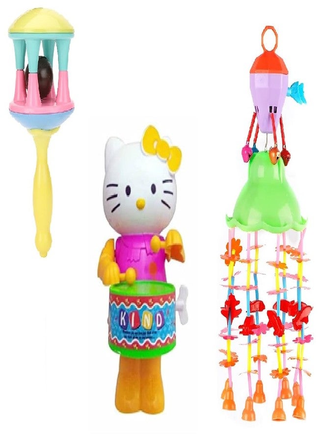 SHANVI Toys Merry go Round for Infants no.11, Attachable to Cradle or Window, Soothing Music and Various Shapes for Developing Imagination and Thinking (Kitty-JHO-3 Cut rettel Toys-03) - Image 1
