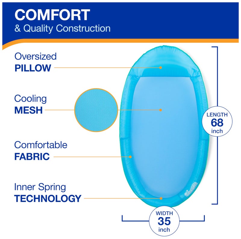 SwimWays Spring Float Premium Hammock Pool Lounger, Inflatable Pool Floats Adult with Fast Inflation for Ages 15 & Up, Sky Blue - Image 3