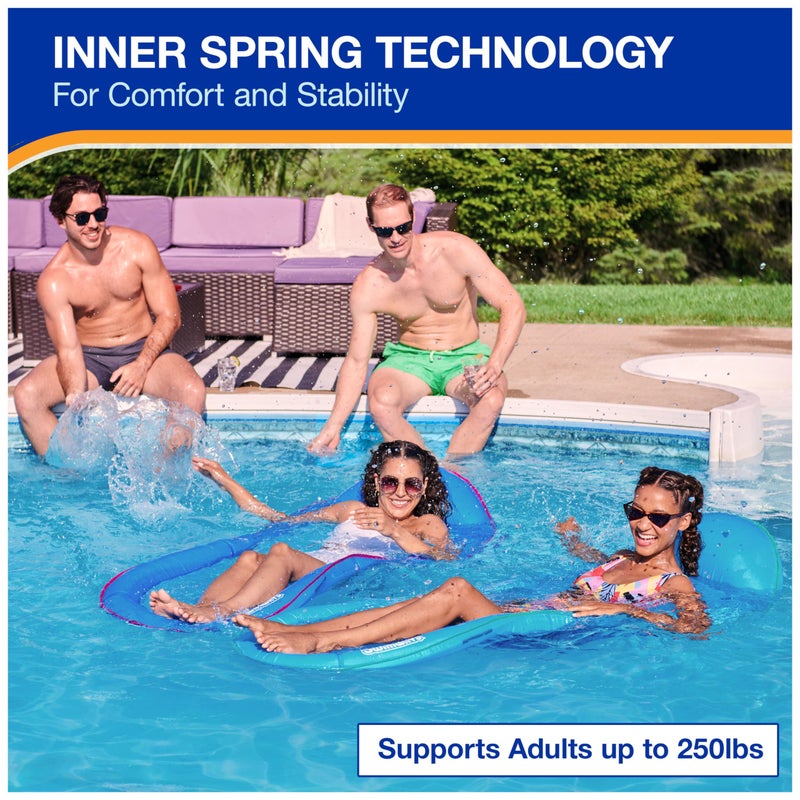 SwimWays Spring Float Premium Hammock Pool Lounger, Inflatable Pool Floats Adult with Fast Inflation for Ages 15 & Up, Sky Blue - Image 4