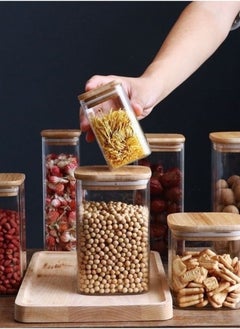 1Chase 10 Pcs Borosilicate Mini Square Glass Storage Jars with Bamboo Lid 200 ML  - Image 3