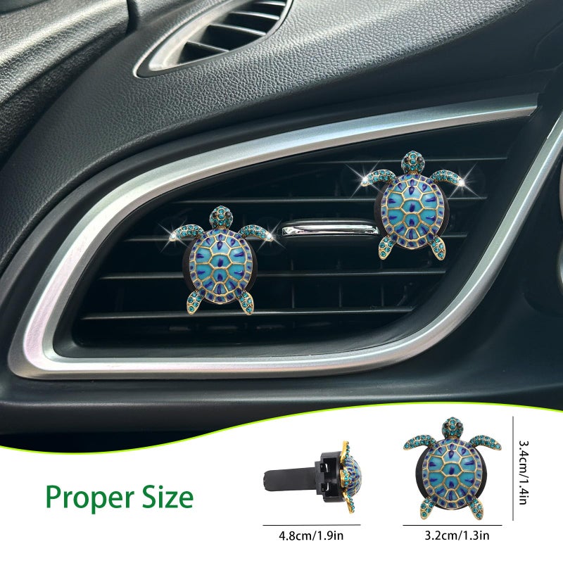 ORIESSE Sea Turtles Car Decor,Cute Beach Themed Air Freshener Vent Clips,2pcs Glamorous Blue Turtle Coastal Car Accessories Interior Decoration for Women,Refillable Outlet Diffuser - Image 3