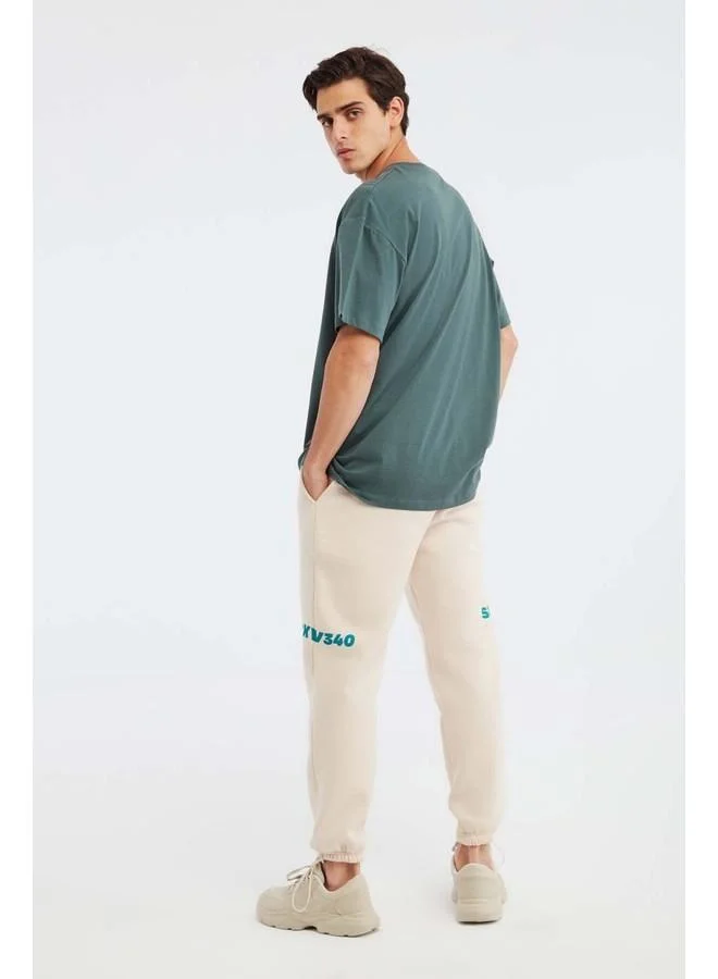 GRIMELANGE Jett Men's Oversize Fit 100% Cotton Heavy Texture Dark Green T-Shirt