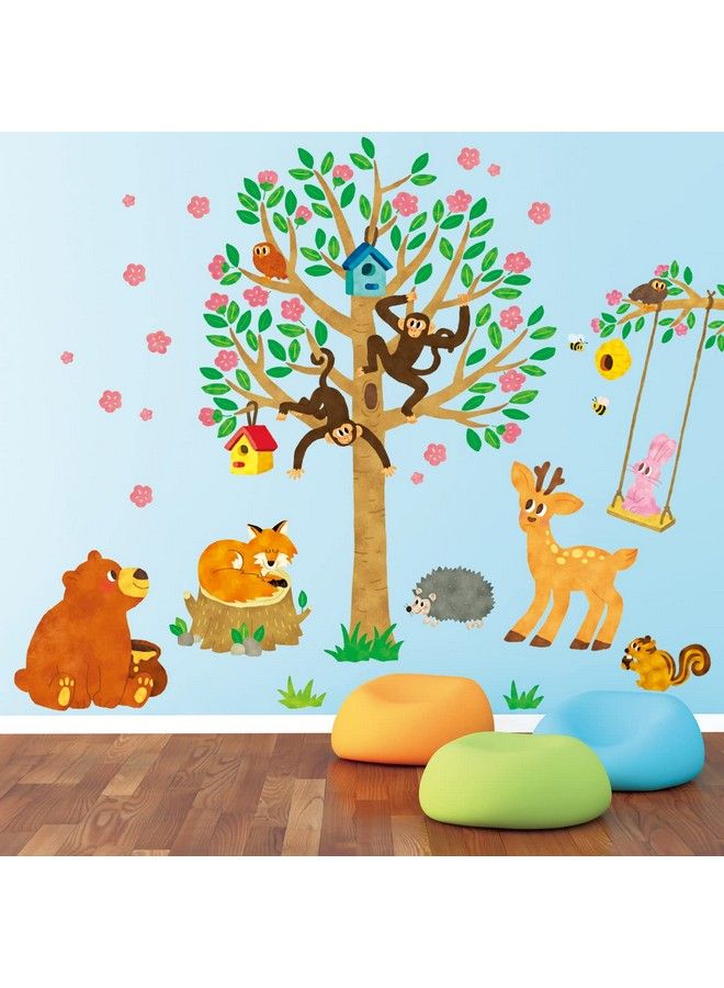 Decowall Sg2201 Woodland Nursery Decor Wall Stickers Decals Animals Nursery Girls Tree Forest Boy Kids Room Fall Fox Deer Owl Playroom Living Bedroom Baby - Image 2