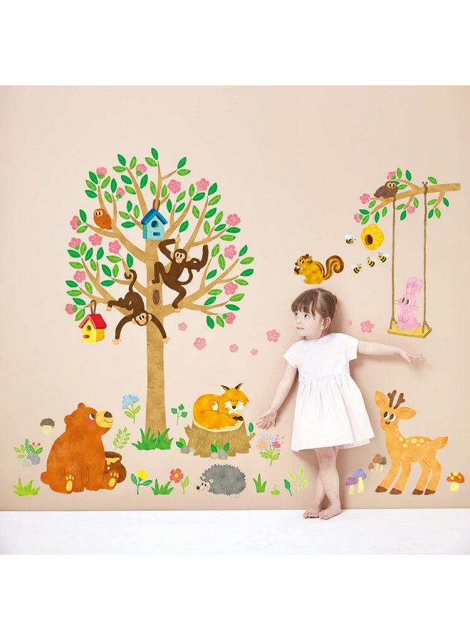 Decowall Sg2201 Woodland Nursery Decor Wall Stickers Decals Animals Nursery Girls Tree Forest Boy Kids Room Fall Fox Deer Owl Playroom Living Bedroom Baby - Image 3