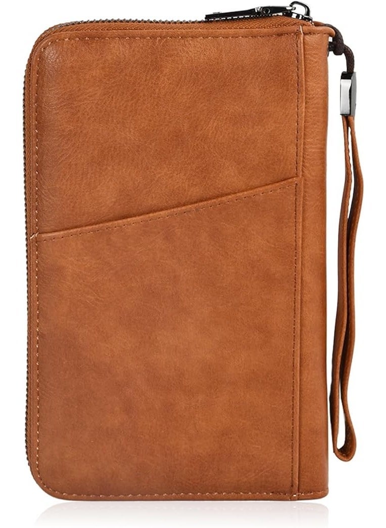 Travel Passport Holder Wallet for Family, RFID Blocking Waterproof Organizer with Multi-Card Slots, Travel Document Case for ID, Credit Cards, Tickets, Money, Coins, Gifts - Image 1