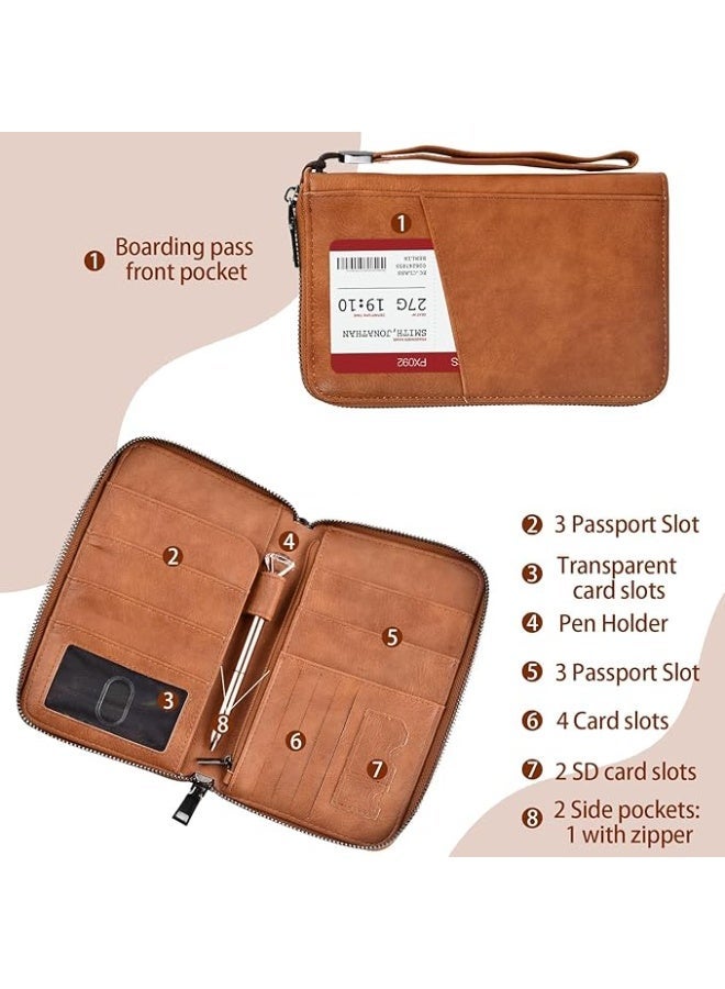 Travel Passport Holder Wallet for Family, RFID Blocking Waterproof Organizer with Multi-Card Slots, Travel Document Case for ID, Credit Cards, Tickets, Money, Coins, Gifts - Image 5