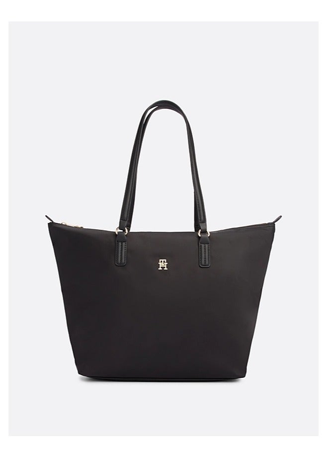 Tommy Hilfiger Denim حقيبة توت كلاسيكية سوداء اللون للنساء من تومي هيلفيغر سيجنتشر تاب، حقيبة كتف أنيقة متعددة الاستخدامات بسعة كبيرة للسفر والعمل وصالة الألعاب الرياضية - Image 1