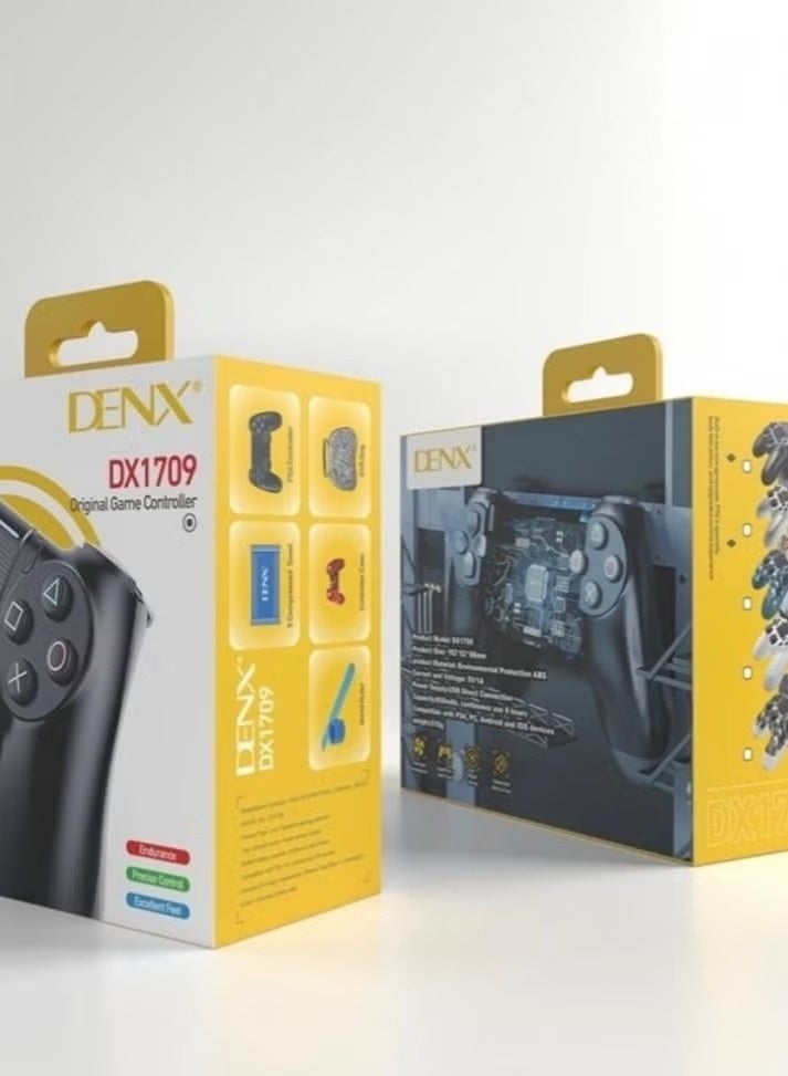 Denx The DINX Bluetooth PlayStation 4 controller is compatible with PlayStation 4, PC, Apple devices, and Android/iOS systems. It offers 8 hours of continuous use and has an 800mAh battery capacity. - Image 3