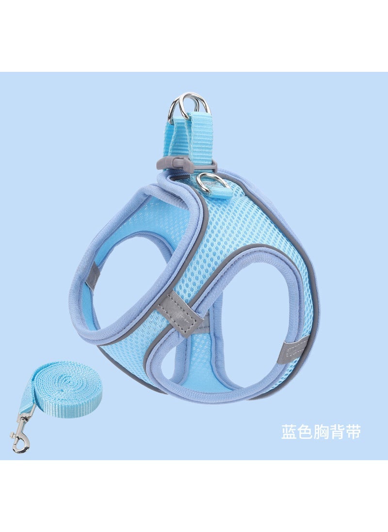 Generic Reflective Pet Harness Leash Set Blue 