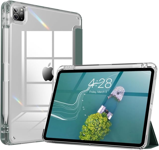 Boxome Tablet Case Cover for Apple iPad Air 10.5 inch (3rd Gen) [Auto Sleep/Wake Cover] [Pencil Holder] [Trifold Stand] [Frosted Back] - Dark Green - Image 1