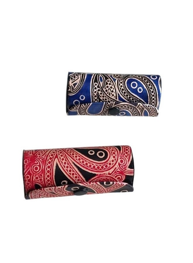 Tej Gifts - 2 Pieces Batik Print Leather Lipstick Case Stylish Holder with Mirror, Random Color with Traditional Batik Design, Jewellery Holder Box/Single Cover Gift Container for Hand Bag (2) - Image 5