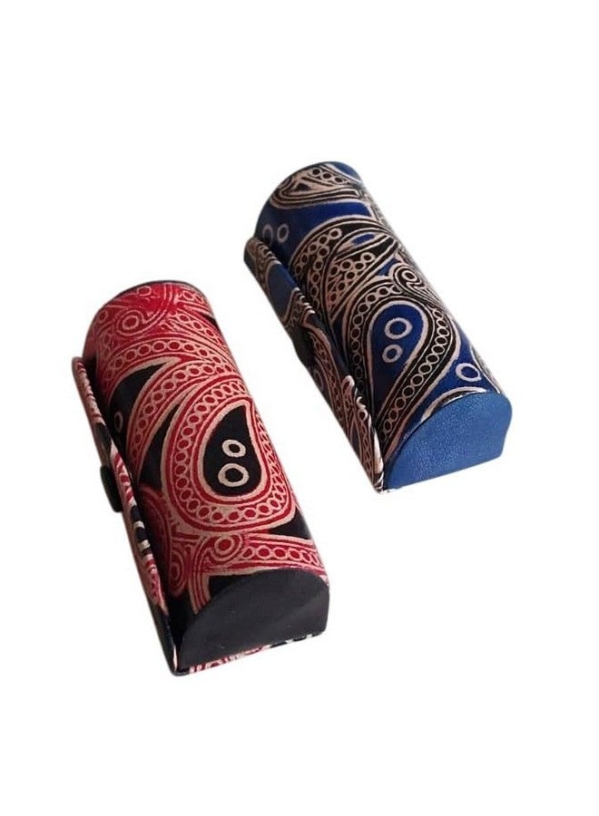 Tej Gifts - 2 Pieces Batik Print Leather Lipstick Case Stylish Holder with Mirror, Random Color with Traditional Batik Design, Jewellery Holder Box/Single Cover Gift Container for Hand Bag (2) - Image 2