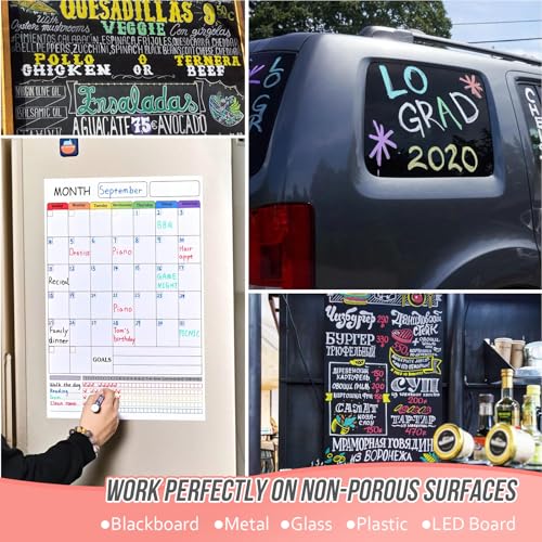 IJIANG Jumbo Liquid Chalk Markers Pens, 8 Colors Dry Erase & Wet Erase Neon Chalk Marker Pen with 10mm 3 in 1 Nib Thick Wide Tips for Glass, Window, Cars, Mirror, Chalkboard, Whiteboard, Blackboard Signs - Image 2