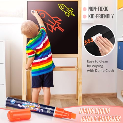 IJIANG Jumbo Liquid Chalk Markers Pens, 8 Colors Dry Erase & Wet Erase Neon Chalk Marker Pen with 10mm 3 in 1 Nib Thick Wide Tips for Glass, Window, Cars, Mirror, Chalkboard, Whiteboard, Blackboard Signs - Image 4