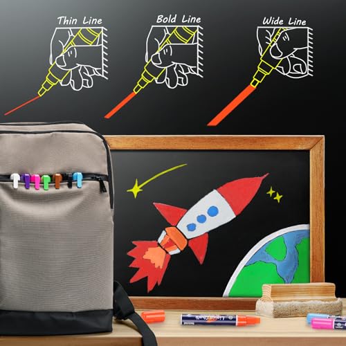 IJIANG Jumbo Liquid Chalk Markers Pens, 8 Colors Dry Erase & Wet Erase Neon Chalk Marker Pen with 10mm 3 in 1 Nib Thick Wide Tips for Glass, Window, Cars, Mirror, Chalkboard, Whiteboard, Blackboard Signs - Image 3