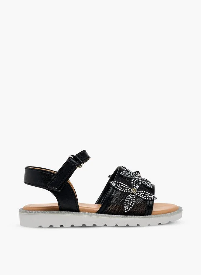 جونيورز Girls Embellished Hook & Loop Flat Sandals Ramadan Collection