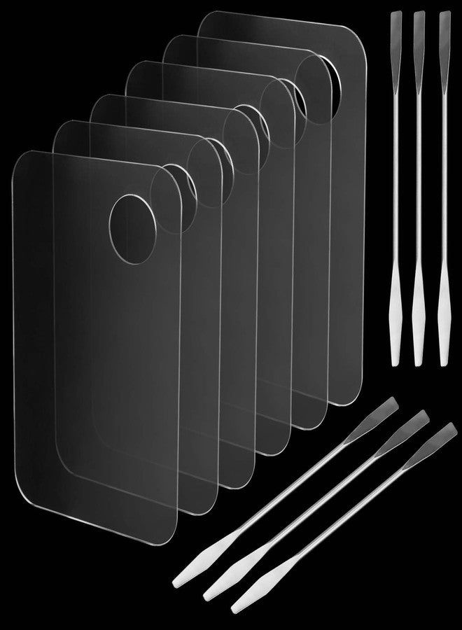 JAPCHET 6 Pcs Acrylic Cosmetic Makeup Palette with 6 pcs Color Mixing Sticks, Makeup Palette Mixing Tray for Painting & Craft - Image 1