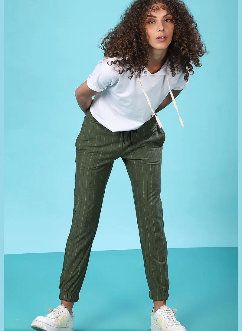 Campus Sutra Striped Track Pants