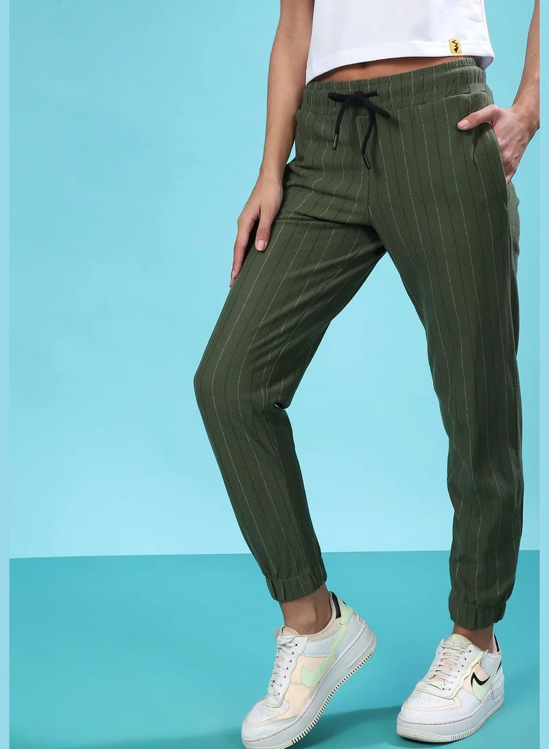 Campus Sutra Striped Track Pants