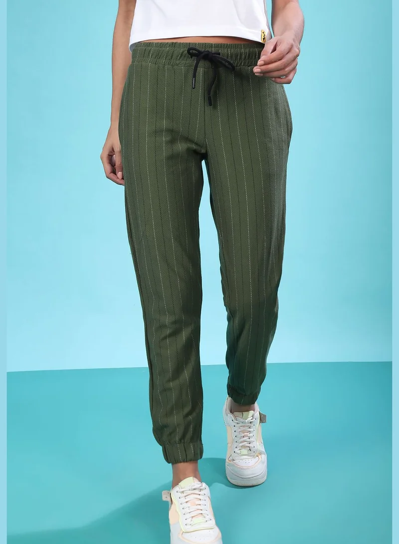 Campus Sutra Striped Track Pants