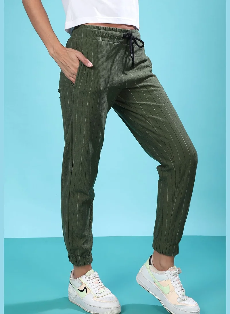 Campus Sutra Striped Track Pants