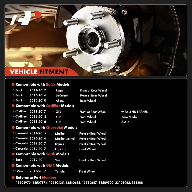 A-Premium Front Rear Wheel Bearing and Hub Assembly - Compatible with Chevy GMC Buick Cadillac Models - Image 2