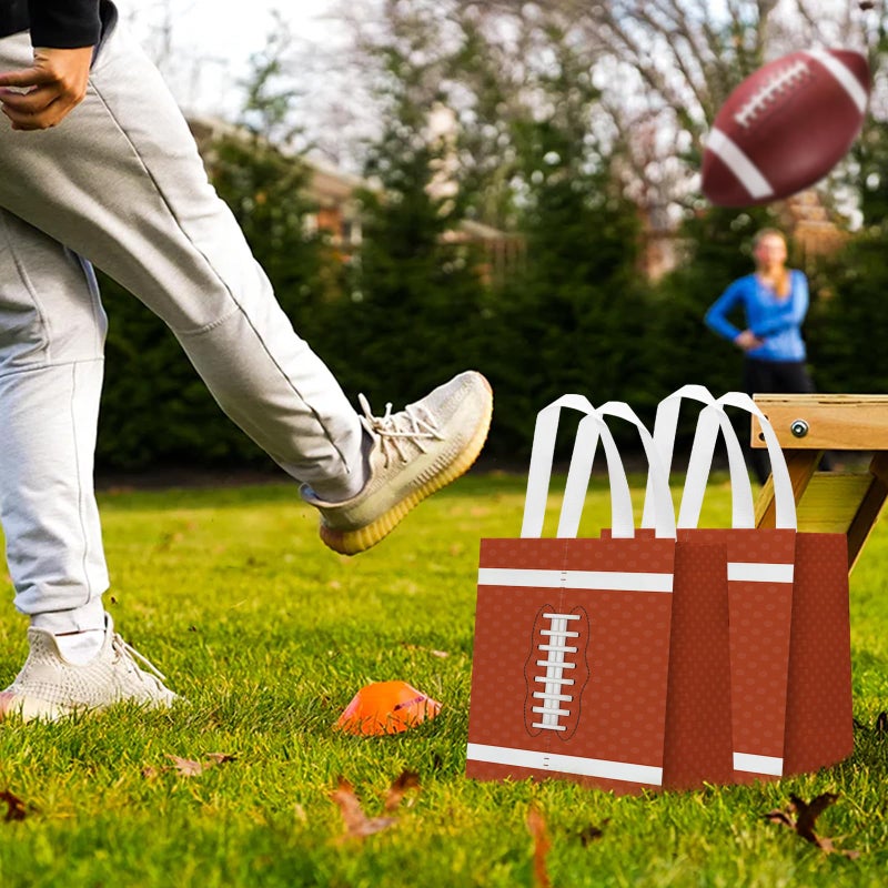KERINGO 24 PCS Superbowl Party Decorations Football Gift Bags Football Party Decorations with Handles Reusable Football Goodie Snack Favor Bag Non Woven Party Favor Bags for Sports Birthday Decor - Image 4