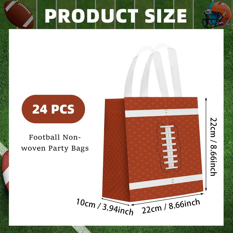 KERINGO 24 PCS Superbowl Party Decorations Football Gift Bags Football Party Decorations with Handles Reusable Football Goodie Snack Favor Bag Non Woven Party Favor Bags for Sports Birthday Decor - Image 2
